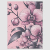 Papier Mousseline Fleurs d'orchidées Pink violet Whimsical Decoupage (Recto)
