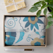 Papier Mousseline Fleurs dorées d'indigo avec l'arrière - plan blanc (Cadeau)