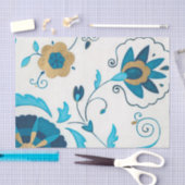 Papier Mousseline Fleurs dorées d'indigo avec l'arrière - plan blanc (Artisanat)