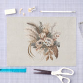 Papier Mousseline Fleurs Élégantes Feuillage et plumes (Artisanat)