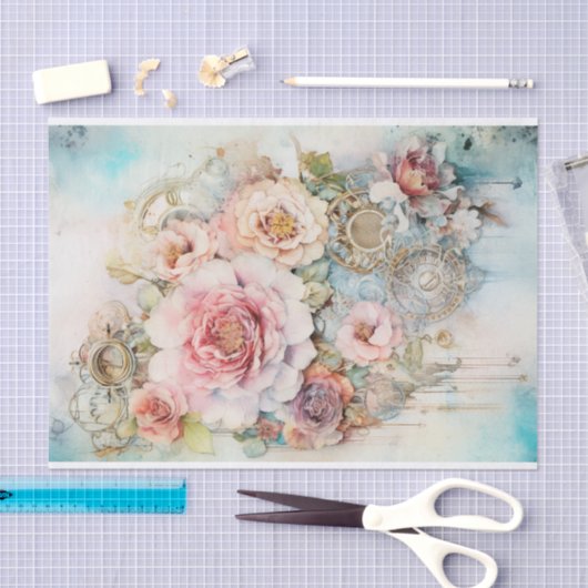 Papier Mousseline Fleurs en cascade Médias mixtes (Artisanat)