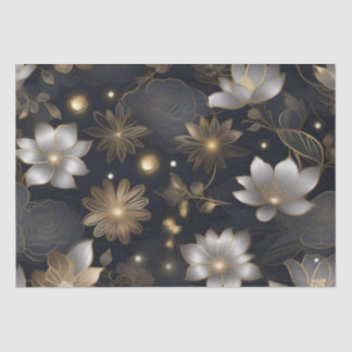 Papier Mousseline Fleurs en Or et Argent Découpage /