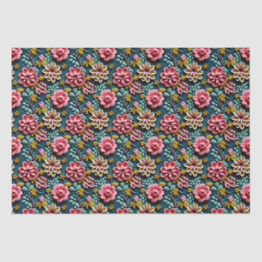 Papier Mousseline Fleurs en relief (Recto)