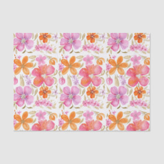 Papier Mousseline Fleurs en rose orange violet