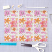 Papier Mousseline Fleurs en rose orange violet (Artisanat)