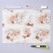 Papier Mousseline Fleurs en terre cuite Pampas Grass Tropical Bohème (Artisanat)