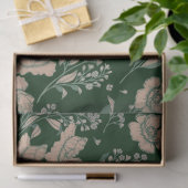 Papier Mousseline Fleurs encastrées Hunter et Coral (Cadeau)