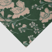 Papier Mousseline Fleurs encastrées Hunter et Coral (Détail)