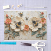 Papier Mousseline Fleurs et abeilles (Artisanat)