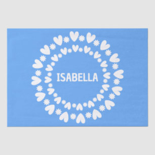 Papier Mousseline Fleurs Et Coeurs Nom