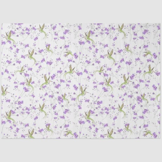 Papier Mousseline Fleurs et colibris (Recto)