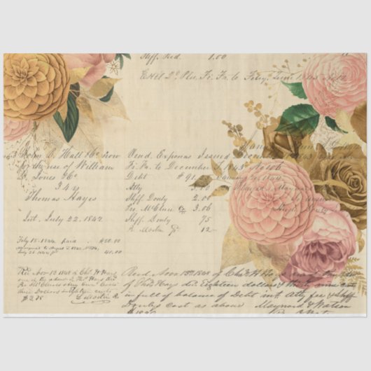 Papier Mousseline Fleurs et Ephemera Design Series #10 (Recto)