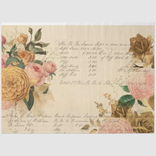 Papier Mousseline Fleurs et Ephemera Design Series #11 (Recto)