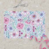 Papier Mousseline Fleurs et feuillage bohème enchantant