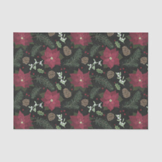 Papier Mousseline Fleurs et feuillage d'hiver de tableau de Noël