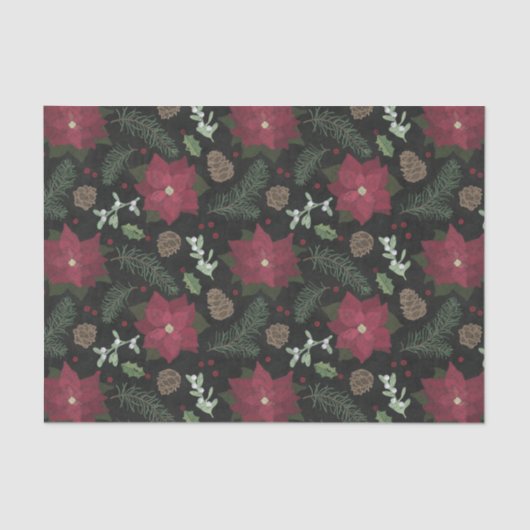 Papier Mousseline Fleurs et feuillage d'hiver de tableau de Noël (Recto)