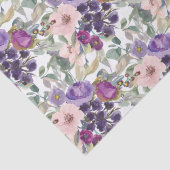 Papier Mousseline Fleurs et feuillage rose blush violet (Détail)