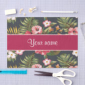 Papier Mousseline Fleurs et feuille tropicaux élégants de ketmie (Artisanat)