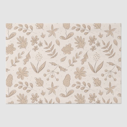 Papier Mousseline Fleurs et Feuilles (Recto)