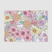 Papier Mousseline Fleurs et Feuilles rouges oranges à main (Recto)