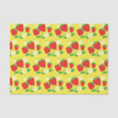 Papier Mousseline Fleurs et fraises Motif Jaune (Recto)