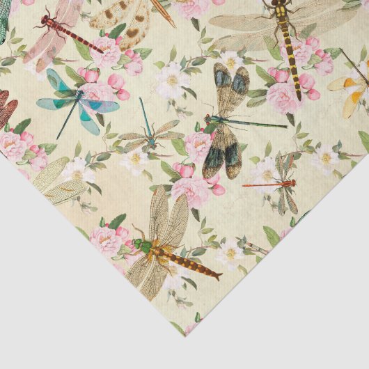 Papier Mousseline Fleurs et libellules (Détail)