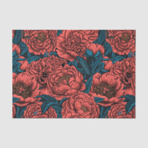 Papier Mousseline Fleurs et moisissures de pivoines rouges