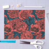 Papier Mousseline Fleurs et moisissures de pivoines rouges (Artisanat)