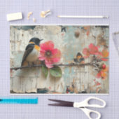 Papier Mousseline Fleurs et oiseaux (Artisanat)
