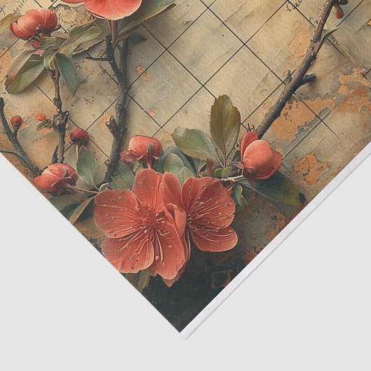 Papier Mousseline Fleurs et oiseaux (Détail)