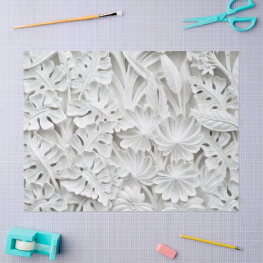 Papier Mousseline fleurs et papier feuille (Artisanat)