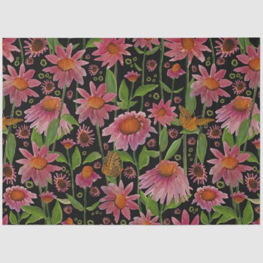 Papier Mousseline Fleurs Et Papillons (Recto)