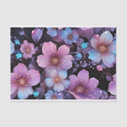 Papier Mousseline Fleurs et parties scintillant découpage (Recto)