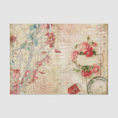 Papier Mousseline Fleurs et Roses roses délicats (Recto)