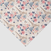 Papier Mousseline Fleurs et Tour Eiffel Paris Motif de voyage (Détail)