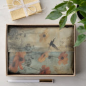 Papier Mousseline Fleurs et une jeune femme (Cadeau)