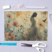 Papier Mousseline Fleurs et une jeune femme (Artisanat)