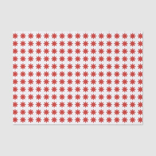 Papier Mousseline Fleurs étoiles rouges sur Motif blanc (Recto)