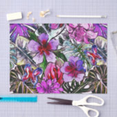 Papier Mousseline Fleurs exotiques de jungle de ketmie tropicale (Artisanat)