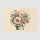 Papier Mousseline Fleurs Fantaisistes dans un Pot de Fleurs Mignon (Recto)