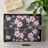Papier Mousseline Fleurs florales de cerisier rose noir (Cadeau)