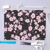 Papier Mousseline Fleurs florales de cerisier rose noir (Artisanat)