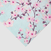 Papier Mousseline Fleurs florales de cerisier rose Turquoise (Détail)