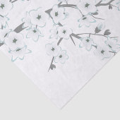 Papier Mousseline Fleurs florales de cerisiers Papillons Blanc (Détail)