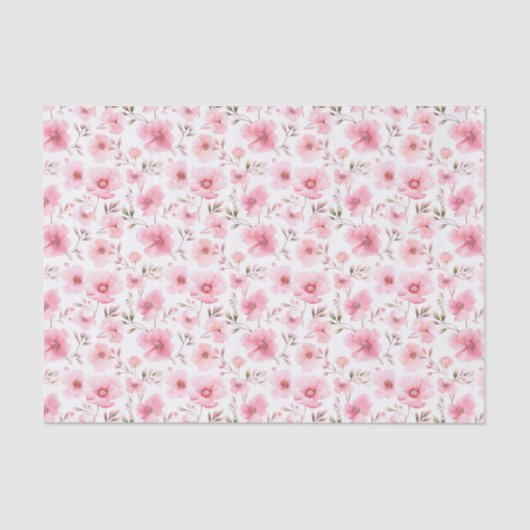 Papier Mousseline Fleurs Florales Roses (Recto)