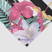 Papier Mousseline Fleurs florales tropicales Feuilles Blancs noirs (Détail)