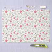 Papier Mousseline Fleurs Florales Vert Rose Découpage (Artisanat)