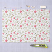 Papier Mousseline Fleurs Florales Vertes Rose Découpage (Artisanat)