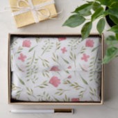 Papier Mousseline Fleurs Florales Vertes Roses Decoupage (Cadeau)