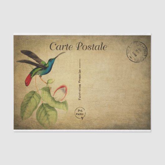 Papier Mousseline Fleurs florales vintages d'oiseaux (Recto)